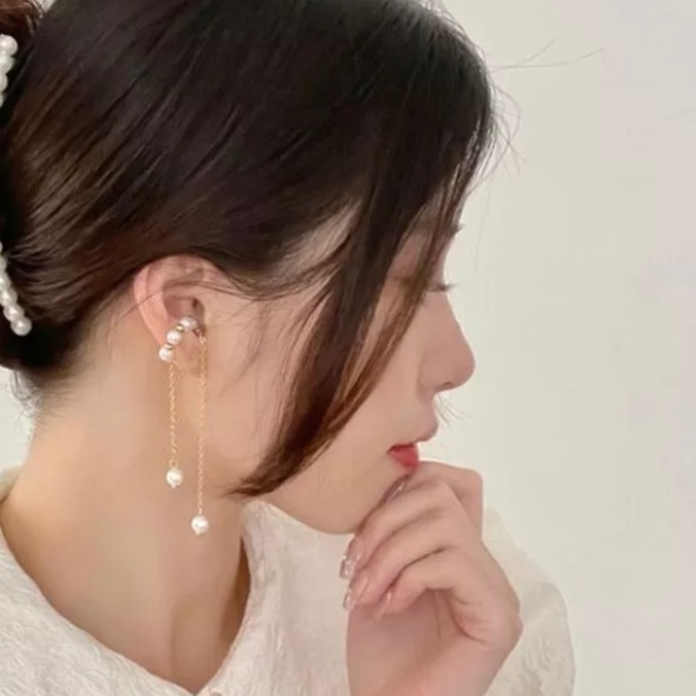 Beautiful Long Tassel Faux Pearl Ear Cuff Accessory Jewelry